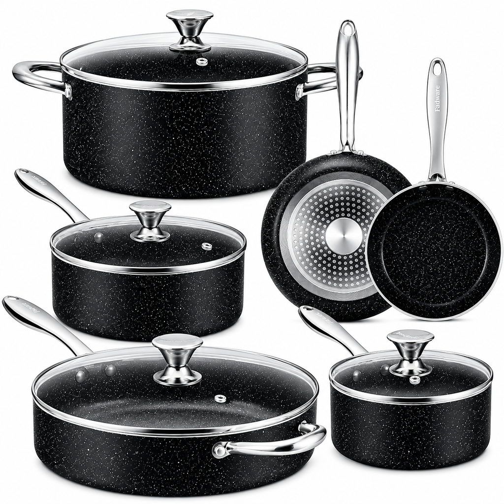 Vesano 10-Piece Nonstick Cookware Set – Induction Compatible