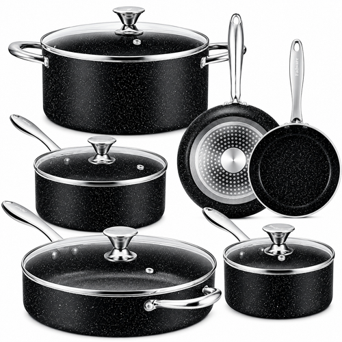 Vesano 10-Piece Nonstick Cookware Set – Induction Compatible
